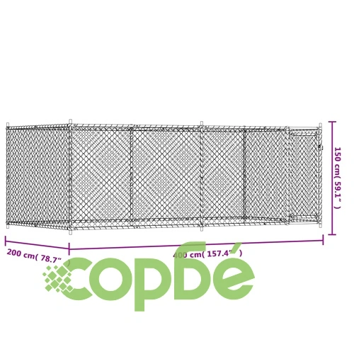 Кучешка клетка с врата сива 4x2x1,5 м поцинкована стомана ➤ топ цена ➤ sorbe.bg