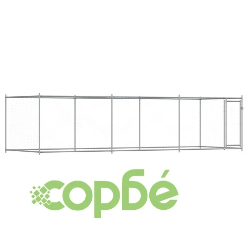 Кучешка клетка с врата сива 6x2x1,5 м поцинкована стомана ➤ топ цена ➤ sorbe.bg