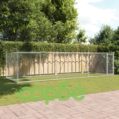 Кучешка клетка с врата сива 6x2x1,5 м поцинкована стомана ➤ топ цена ➤ sorbe.bg