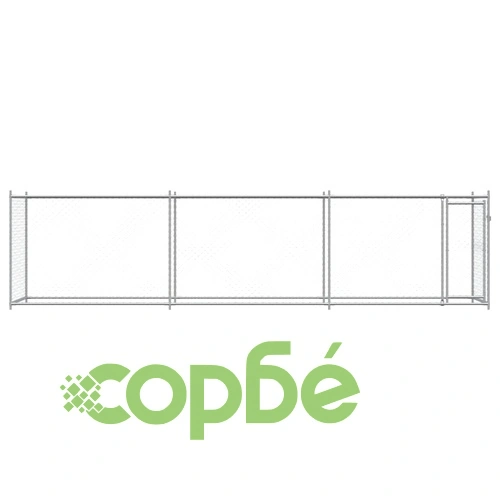 Кучешка клетка с врата сива 6x2x1,5 м поцинкована стомана ➤ топ цена ➤ sorbe.bg