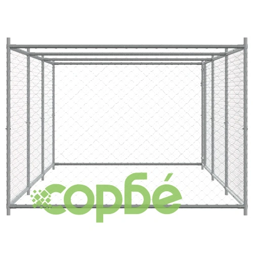Кучешка клетка с врата сива 6x2x1,5 м поцинкована стомана ➤ топ цена ➤ sorbe.bg