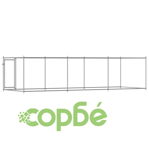 Кучешка клетка с врата сива 6x2x1,5 м поцинкована стомана ➤ топ цена ➤ sorbe.bg