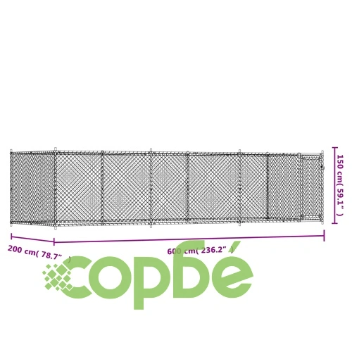 Кучешка клетка с врата сива 6x2x1,5 м поцинкована стомана ➤ топ цена ➤ sorbe.bg