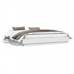 Рамка за легло с LED осветление, бяла, 200x200 см