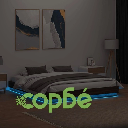 Рамка за легло с LED осветление, кафяв дъб, 200x200 см ➤ топ цена ➤ sorbe.bg