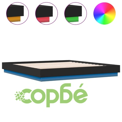 Рамка за легло с LED осветление, черна, 180x200 см ➤ топ цена ➤ sorbe.bg