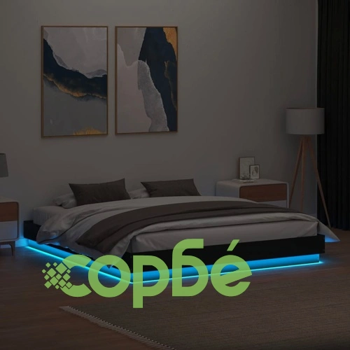 Рамка за легло с LED осветление, черна, 180x200 см ➤ топ цена ➤ sorbe.bg