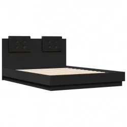 Рамка за легло с табла, черна, 120x190 см, инженерно дърво