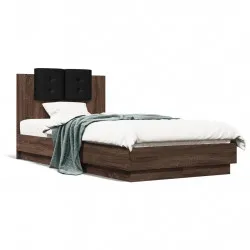 Рамка за легло с табла, кафяв дъб, 90x190 см, инженерно дърво