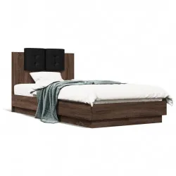 Рамка за легло с табла, кафяв дъб, 75x190 см, инженерно дърво