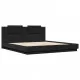 Рамка за легло с горна табла и LED светлина, черна, 200x200 см