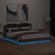 Рамка за легло с табла и LED осветление, кафяв дъб, 180x200 см