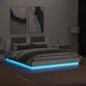 Рамка за легло с табла и LED осветление, бяла, 160x200 см