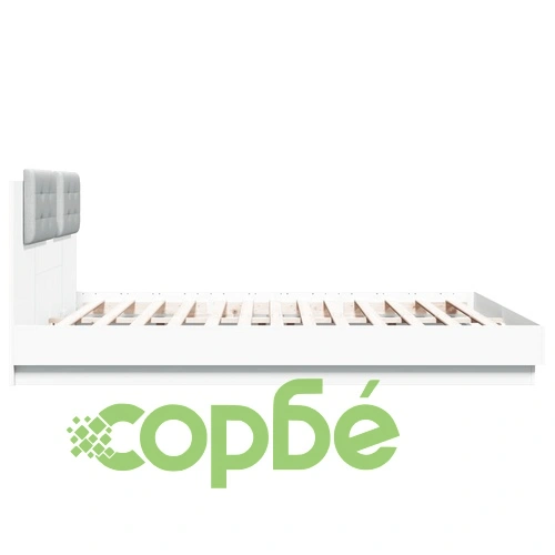 Рамка за легло с табла и LED осветление, бяла, 160x200 см ➤ топ цена ➤ sorbe.bg