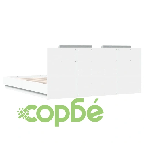 Рамка за легло с табла и LED осветление, бяла, 160x200 см ➤ топ цена ➤ sorbe.bg