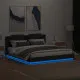 Рамка за легло с табла и LED осветление, черна, 160x200 см