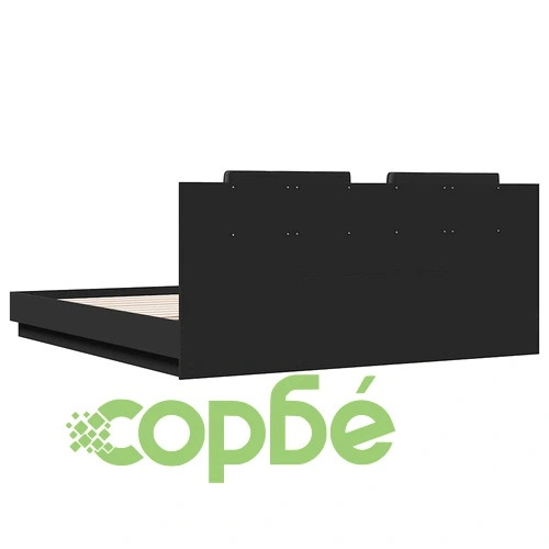 Рамка за легло с табла и LED осветление, черна, 160x200 см ➤ топ цена ➤ sorbe.bg