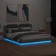 Рамка за легло с табла и LED осветление бетонно сив 160x200 см