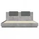 Рамка за легло с табла и LED осветление бетонно сив 160x200 см