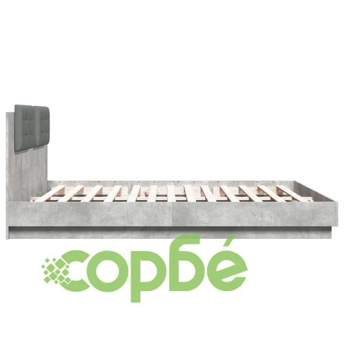 Рамка за легло с табла и LED осветление бетонно сив 160x200 см ➤ топ цена ➤ sorbe.bg