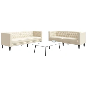 Комплект диван от 2 части Chesterfield Cream Faux Leather