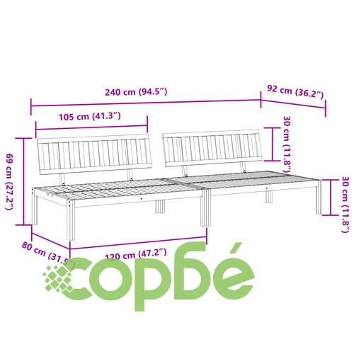 Градински палетни средни дивани, 2 бр, акациева дървесина масив ➤ топ цена ➤ sorbe.bg