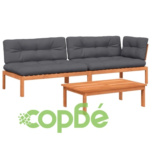 Градински комплект диван с възглавници, 3 части, акация масив ➤ топ цена ➤ sorbe.bg