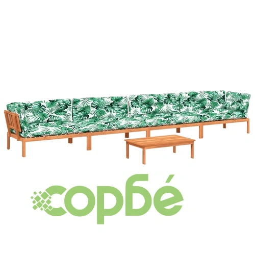 Градински комплект диван с възглавници, 5 части, акация масив ➤ топ цена ➤ sorbe.bg