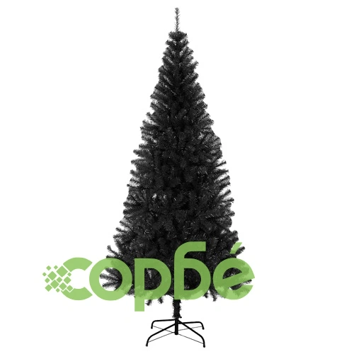 Изкуствена коледна елха със стойка, черна, 210 см, PVC ➤ топ цена ➤ sorbe.bg