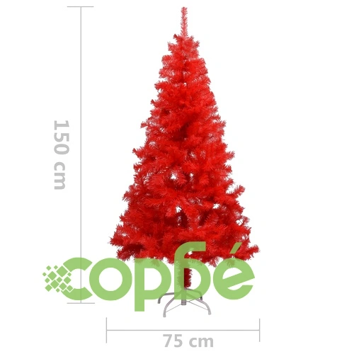 Изкуствена коледна елха със стойка, червена, 150 см, PVC ➤ топ цена ➤ sorbe.bg