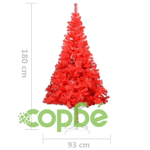 Изкуствена коледна елха със стойка, червена, 180 см, PVC ➤ топ цена ➤ sorbe.bg