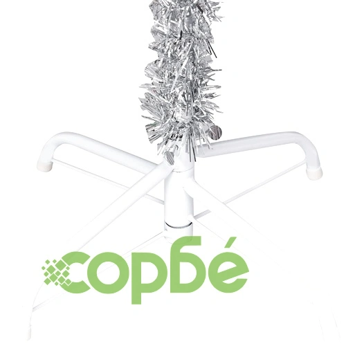 Изкуствена коледна елха със стойка сребриста 150 см PET ➤ топ цена ➤ sorbe.bg