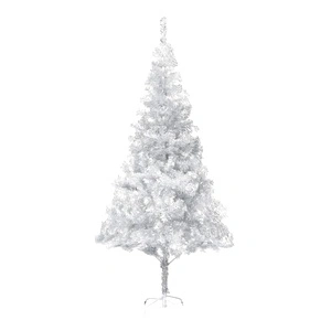 Изкуствена коледна елха със стойка сребриста 180 см PET