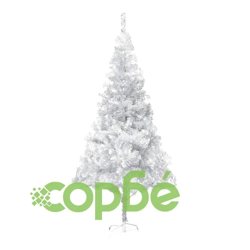 Изкуствена коледна елха със стойка сребриста 210 см PET ➤ топ цена ➤ sorbe.bg