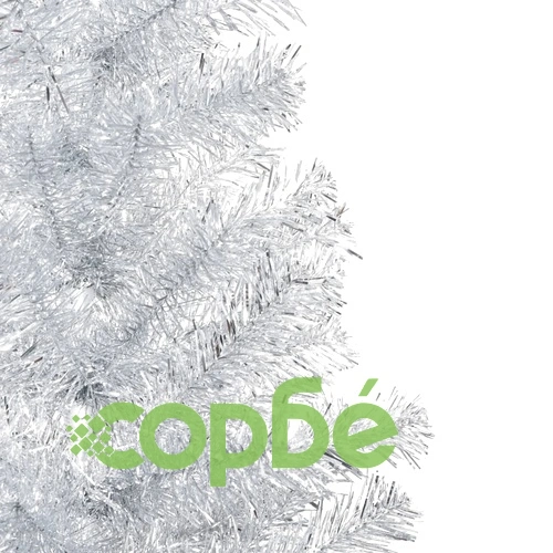 Изкуствена коледна елха със стойка сребриста 210 см PET ➤ топ цена ➤ sorbe.bg