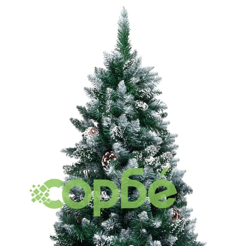 Изкуствено коледно дърво с шишарки и бял сняг, 150 см ➤ топ цена ➤ sorbe.bg