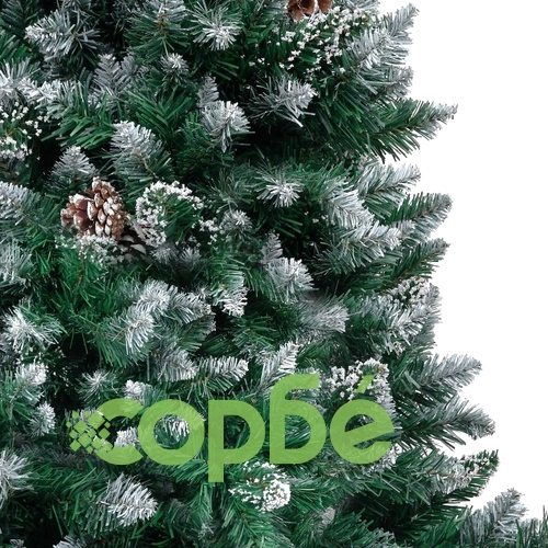 Изкуствено коледно дърво с шишарки и бял сняг, 150 см ➤ топ цена ➤ sorbe.bg