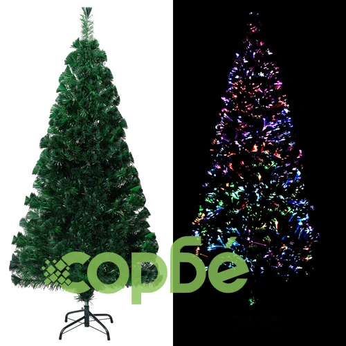 Изкуствена коледна елха със стойка зелена 150 см оптично влакно ➤ топ цена ➤ sorbe.bg