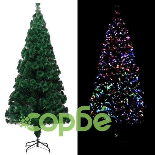 Изкуствена коледна елха със стойка зелена 210 см оптично влакно ➤ топ цена ➤ sorbe.bg