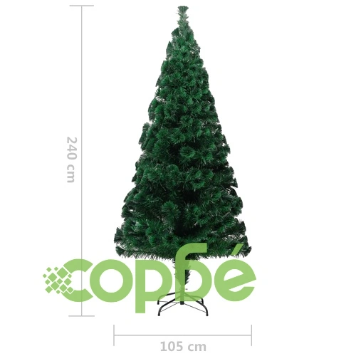 Изкуствена коледна елха със стойка зелена 240 см оптично влакно ➤ топ цена ➤ sorbe.bg