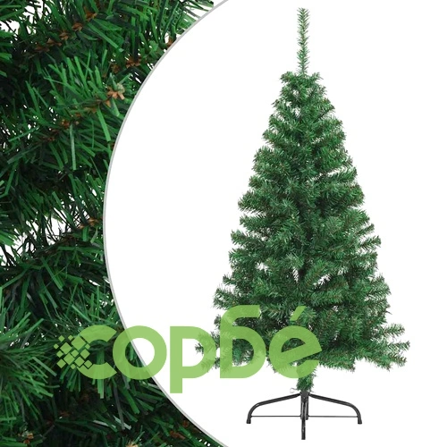 Изкуствена половин коледна елха със стойка, зелена, 150 см, PVC ➤ топ цена ➤ sorbe.bg