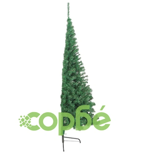 Изкуствена половин коледна елха със стойка, зелена, 180 см, PVC ➤ топ цена ➤ sorbe.bg