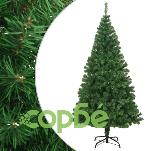 Изкуствена коледна елха с гъсти клонки, зелена, 210 см, PVC ➤ топ цена ➤ sorbe.bg
