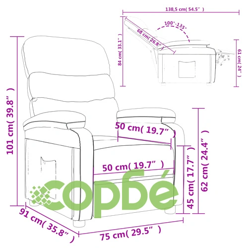 Стол реклайнер, лилав, текстил ➤ топ цена ➤ sorbe.bg