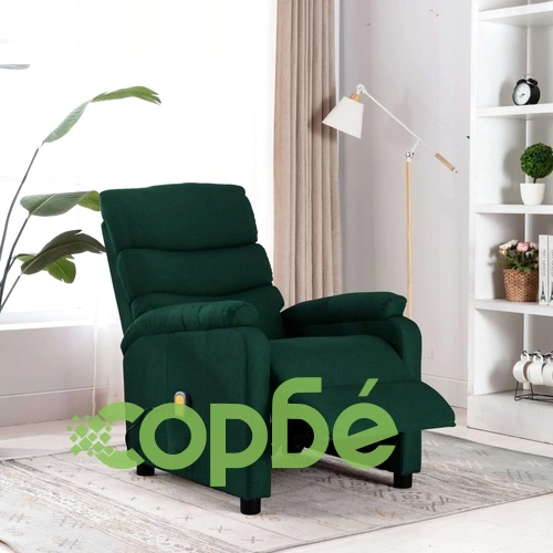 Масажен стол, тъмнозелен, текстил ➤ топ цена ➤ sorbe.bg