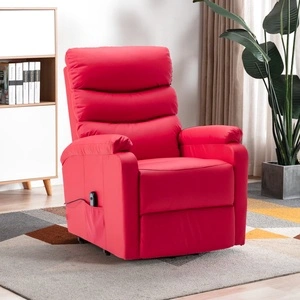 Повдигащ реклайнер, червен, изкуствена кожа