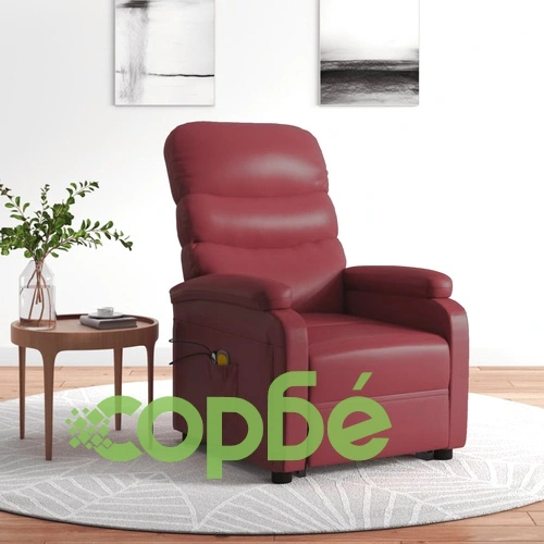 Изправящ масажен стол виненочервен изкуствена кожа ➤ топ цена ➤ sorbe.bg