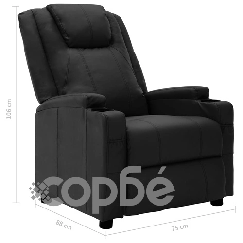 Реклайнер, черен, изкуствена кожа ➤ топ цена ➤ sorbe.bg
