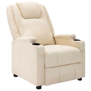 Реклайнер стол, кремавобял, изкуствена кожа