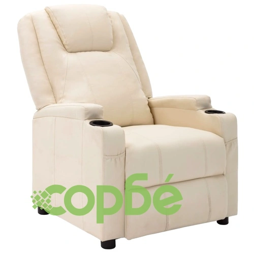 Реклайнер стол, кремавобял, изкуствена кожа ➤ топ цена ➤ sorbe.bg